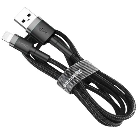 Кабель Lightning Baseus cafule CALKLF-CG1 2m 1.5A Grey+Black